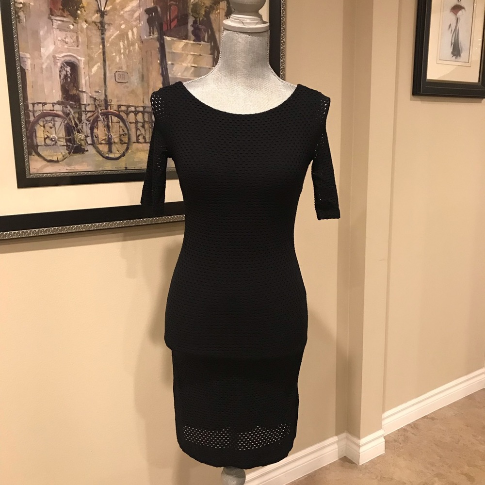 Banana Republic Perforated Bodycon Black Dress